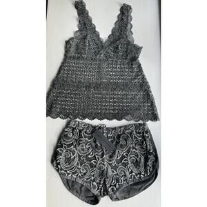Vintage Ann Ferriday Distressed Lace 2 Piece Set Cami And Shorts W/ Tags S/M